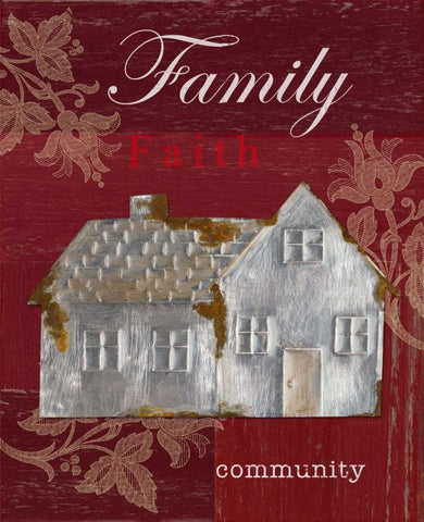 Family - Faith - Community Black Ornate Wood Framed Art Print with Double Matting by Appleman, Sam