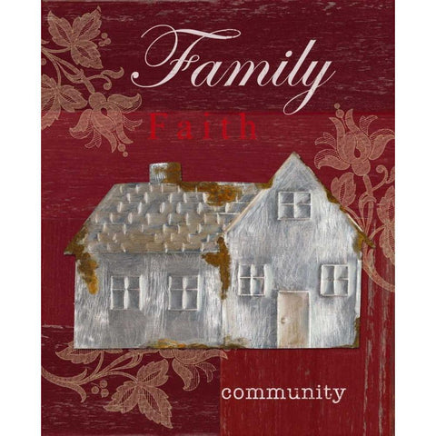 Family - Faith - Community White Modern Wood Framed Art Print by Appleman, Sam