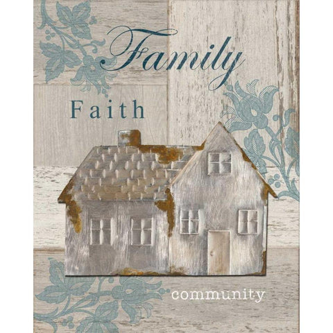 Family - Faith - Community Gold Ornate Wood Framed Art Print with Double Matting by Appleman, Sam