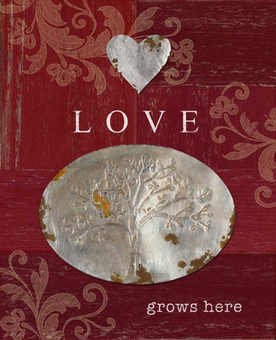 Love Grows Here White Modern Wood Framed Art Print with Double Matting by Appleman, Sam