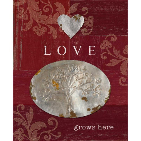 Love Grows Here Black Modern Wood Framed Art Print by Appleman, Sam