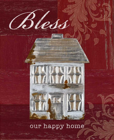 Bless Our Happy Home White Modern Wood Framed Art Print with Double Matting by Appleman, Sam