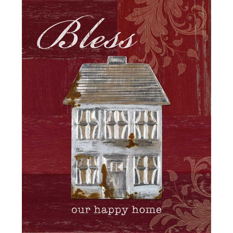Bless Our Happy Home Black Modern Wood Framed Art Print by Appleman, Sam