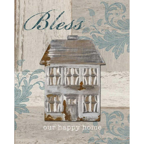 Bless Our Happy Home Black Modern Wood Framed Art Print with Double Matting by Appleman, Sam