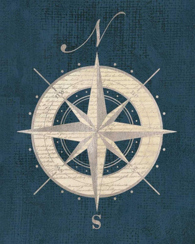 Compass Rose White Modern Wood Framed Art Print with Double Matting by Appleman, Sam