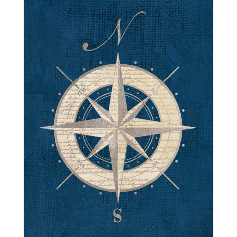 Compass Rose Coastal Blue Black Modern Wood Framed Art Print by Appleman, Sam