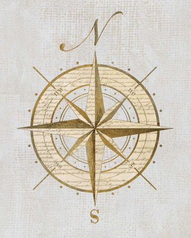 Compass Rose White Modern Wood Framed Art Print with Double Matting by Appleman, Sam