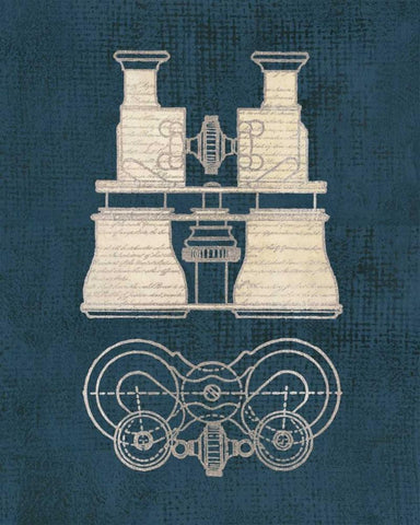 Antique Binoculars White Modern Wood Framed Art Print with Double Matting by Appleman, Sam