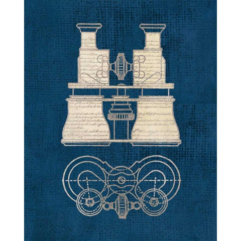 Antique Binoculars Coastal Blue Black Modern Wood Framed Art Print by Appleman, Sam