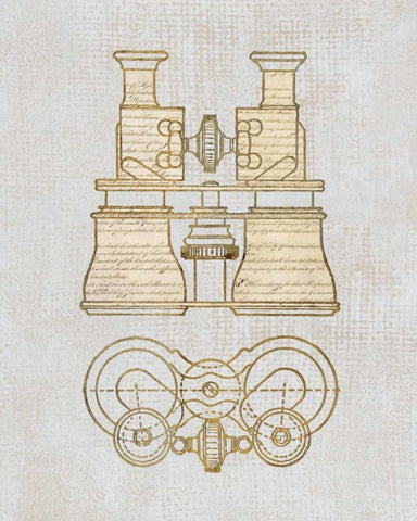 Antique Binoculars White Modern Wood Framed Art Print with Double Matting by Appleman, Sam