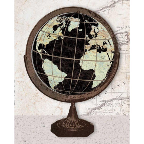 Antique Globe Gold Ornate Wood Framed Art Print with Double Matting by Appleman, Sam