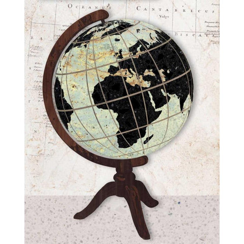 Vintage Globe Black Modern Wood Framed Art Print with Double Matting by Appleman, Sam