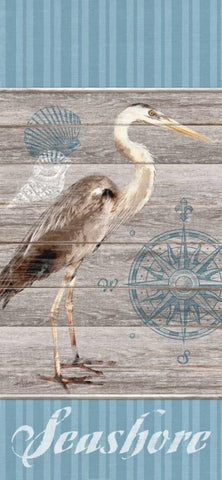 Seashore Heron Black Ornate Wood Framed Art Print with Double Matting by Appleman, Sam