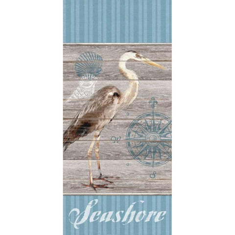Seashore Heron Gold Ornate Wood Framed Art Print with Double Matting by Appleman, Sam