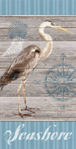 Seashore Heron Black Ornate Wood Framed Art Print with Double Matting by Appleman, Sam