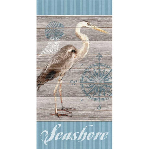 Seashore Heron White Modern Wood Framed Art Print by Appleman, Sam