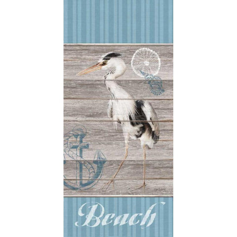 Beach Heron Gold Ornate Wood Framed Art Print with Double Matting by Appleman, Sam