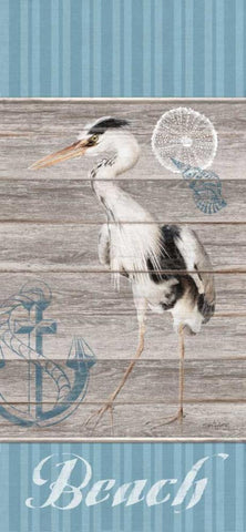 Beach Heron Black Ornate Wood Framed Art Print with Double Matting by Appleman, Sam