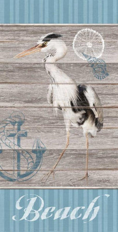 Beach Heron Black Ornate Wood Framed Art Print with Double Matting by Appleman, Sam