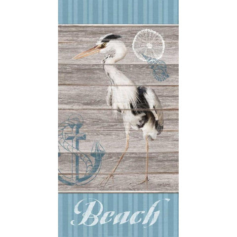 Beach Heron White Modern Wood Framed Art Print by Appleman, Sam