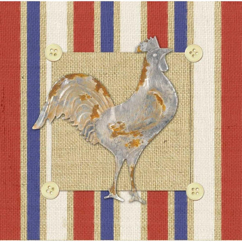 Tin Rooster Gold Ornate Wood Framed Art Print with Double Matting by Appleman, Sam