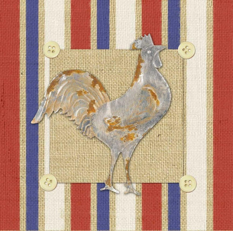 Tin Rooster White Modern Wood Framed Art Print with Double Matting by Appleman, Sam