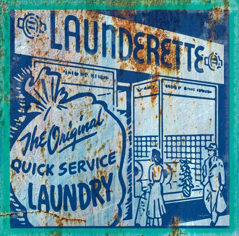 Launderette White Modern Wood Framed Art Print with Double Matting by Appleman, Sam