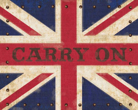 Carry On Union Jack Black Ornate Wood Framed Art Print with Double Matting by Appleman, Sam