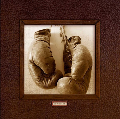 Vintage Boxing White Modern Wood Framed Art Print with Double Matting by Appleman, Sam