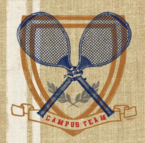 Campus Tennis Team Black Ornate Wood Framed Art Print with Double Matting by Appleman, Sam