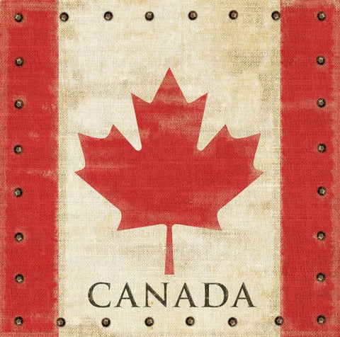 Vintage Canadian Flag White Modern Wood Framed Art Print with Double Matting by Appleman, Sam