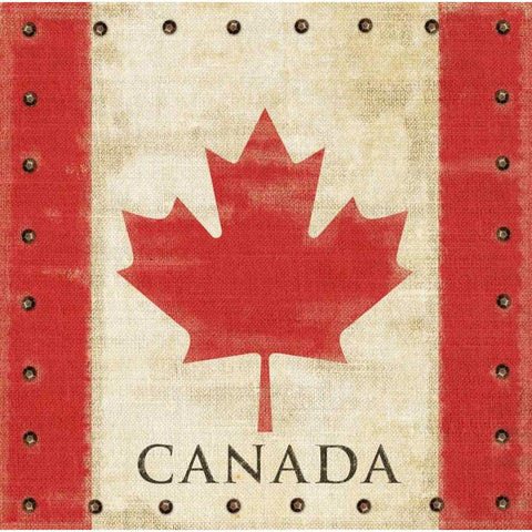 Vintage Canadian Flag Black Modern Wood Framed Art Print with Double Matting by Appleman, Sam