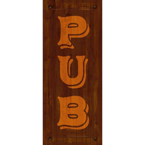 Wooden Pub Sign Gold Ornate Wood Framed Art Print with Double Matting by Appleman, Sam