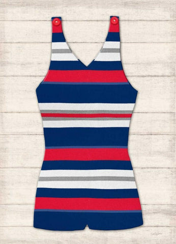 Vintage Swim Suit - Blue and Red 1 Black Ornate Wood Framed Art Print with Double Matting by Appleman, Sam