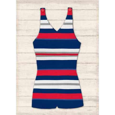 Vintage Swim Suit - Blue and Red 1 Black Modern Wood Framed Art Print with Double Matting by Appleman, Sam