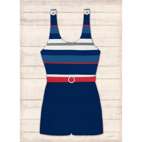 Vintage Swim Suit - Blue and Red 2 Gold Ornate Wood Framed Art Print with Double Matting by Appleman, Sam