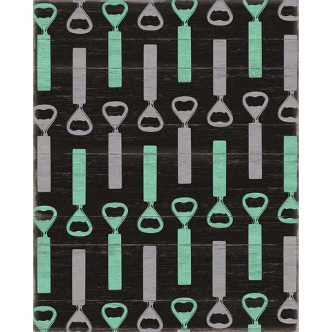 Beer Bottle Opener Pattern Black Modern Wood Framed Art Print with Double Matting by Appleman, Sam