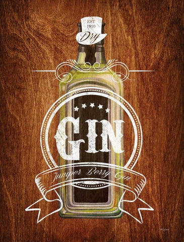 Gin Drinker Wood Sign Black Ornate Wood Framed Art Print with Double Matting by Appleman, Sam