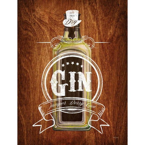 Gin Drinker Wood Sign White Modern Wood Framed Art Print by Appleman, Sam