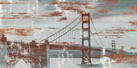Vintage Golden Gate White Modern Wood Framed Art Print with Double Matting by Appleman, Sam