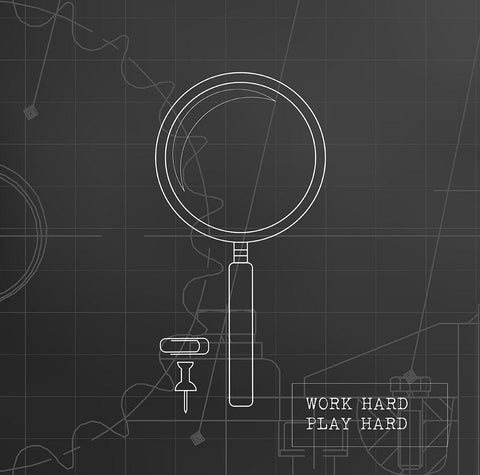 Magnify Blueprint White Modern Wood Framed Art Print with Double Matting by Appleman, Sam