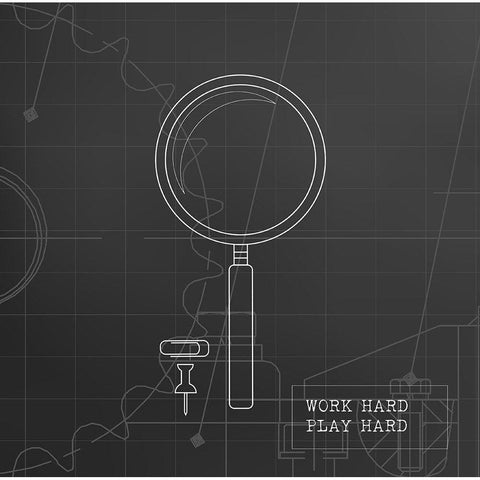 Magnify Blueprint Black Modern Wood Framed Art Print by Appleman, Sam