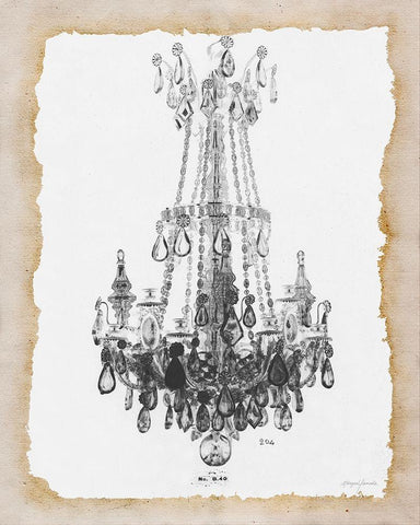 Paris Chandelier 1 White Modern Wood Framed Art Print with Double Matting by Yamada, Morgan