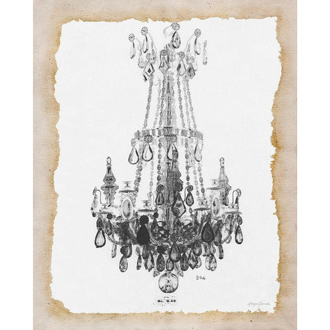 Paris Chandelier 1 Gold Ornate Wood Framed Art Print with Double Matting by Yamada, Morgan