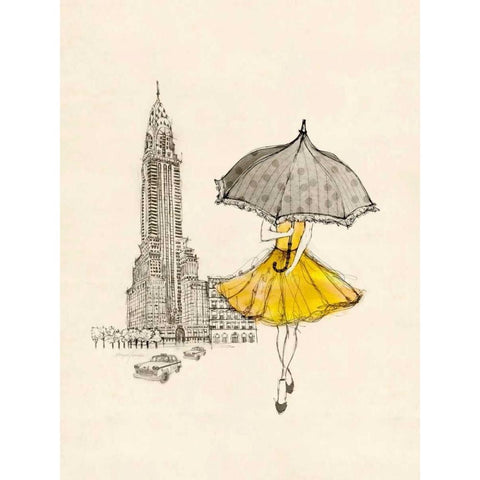 Sketching a New York Memory Gold Ornate Wood Framed Art Print with Double Matting by Yamada, Morgan