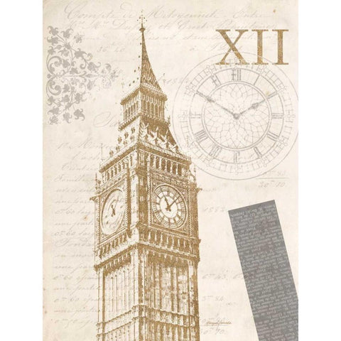 The Details of Big Ben Gold Ornate Wood Framed Art Print with Double Matting by Yamada, Morgan