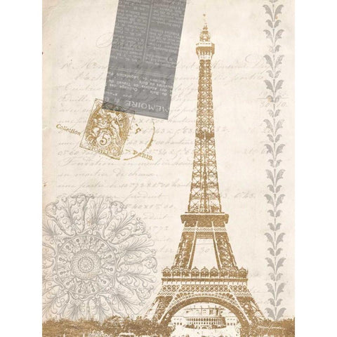 The Details of Eiffel Gold Ornate Wood Framed Art Print with Double Matting by Yamada, Morgan