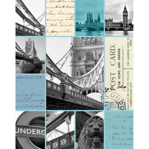 London Postcards  Black Modern Wood Framed Art Print by Duprais, Cameron