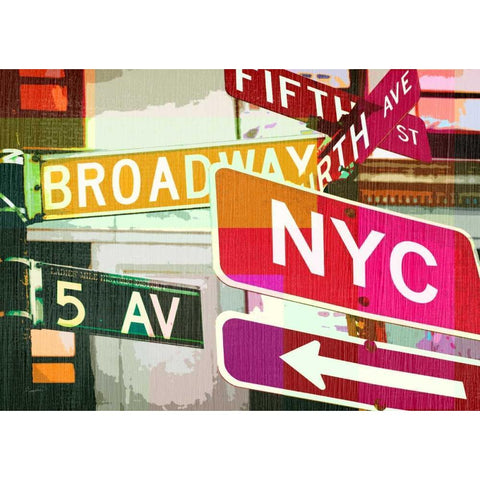 Broadway and Fifth Ave. Black Modern Wood Framed Art Print with Double Matting by Taylor, Evangeline