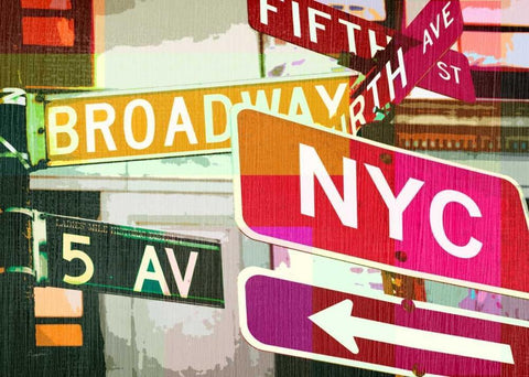 Broadway and Fifth Ave. White Modern Wood Framed Art Print with Double Matting by Taylor, Evangeline